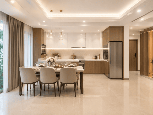 Không gian bếp chung cư Anh Tâm Dục Tú thiết kế hiện đại và tiện nghi