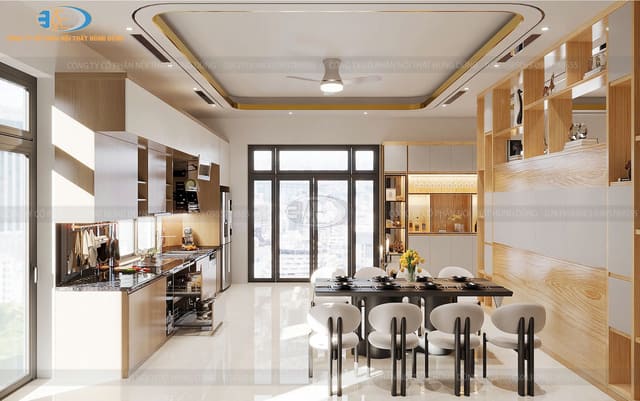 Thi công nội thất phòng bếp nhà chú Đức Hải Dương
