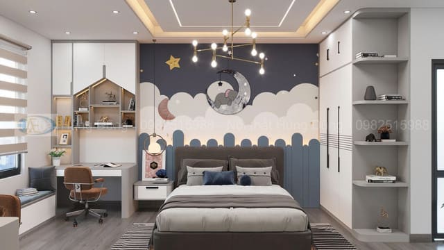 Phòng ngủ hiện đại trong công trình thi công nội thất nhà chị Thúy Thái Nguyên