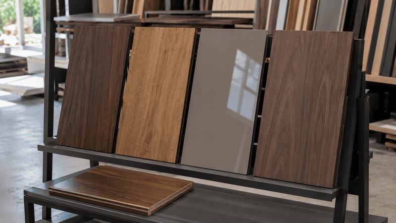 Các bề mặt Melamine, Laminate, Acrylic và veneer dùng trong thi công nội thất gỗ MDF