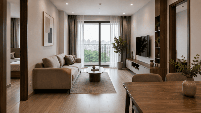 Căn hộ chung cư 2 phòng ngủ sau thi công tối ưu không gian