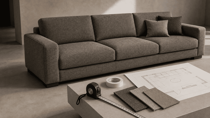 Đo kích thước sofa và kiểm tra mặt bằng trước khi sản xuất