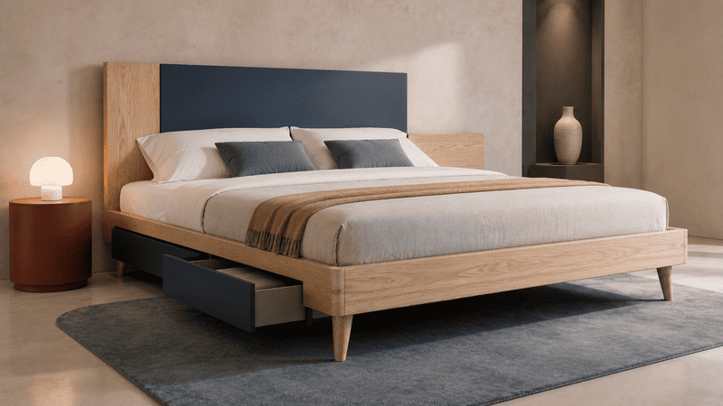 Giường kết hợp gỗ tự nhiên và gỗ công nghiệp