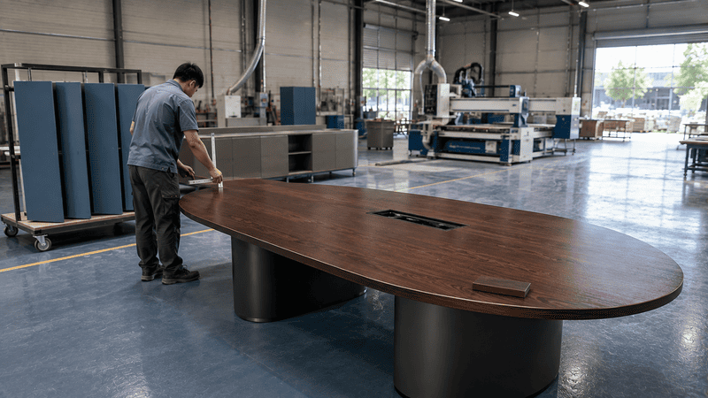 Gia công bàn họp và nội thất văn phòng tại xưởng sản xuất
