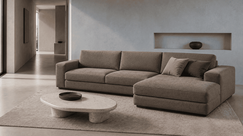 Mẫu sofa chữ L đẹp bố trí trong phòng khách hiện đại