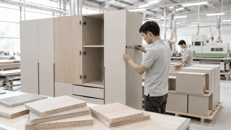 Thi công nội thất gỗ công nghiệp tại xưởng sản xuất
