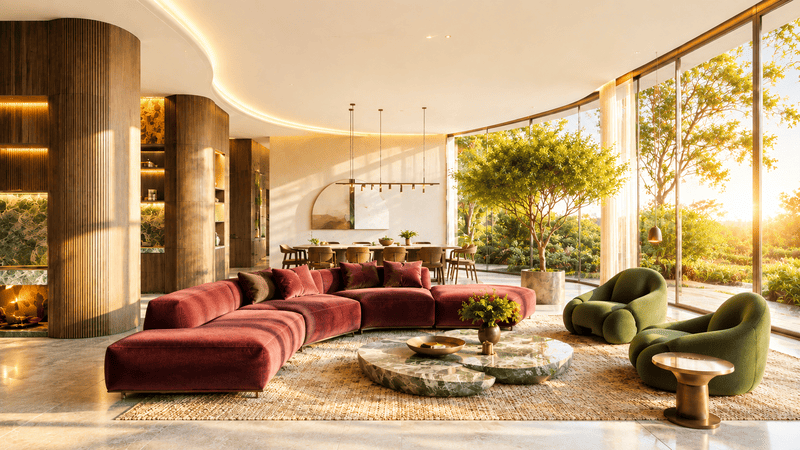 Không gian nội thất hiện đại theo xu hướng thiết kế năm 2026 với phong cách Contemporary Luxury